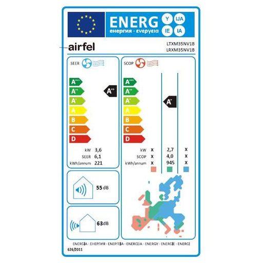 Airfel Nástenná klimatizácia LTXM35NV1B / LRXM35NV1B (35N) 3,6 kW
