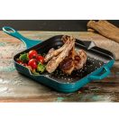 Emajlová liatinová panvica na grilovanie Hossé, modrá, 28x28cm