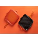 Emajlová liatinová panvica na grilovanie Hossé, oranžová, 28x28cm